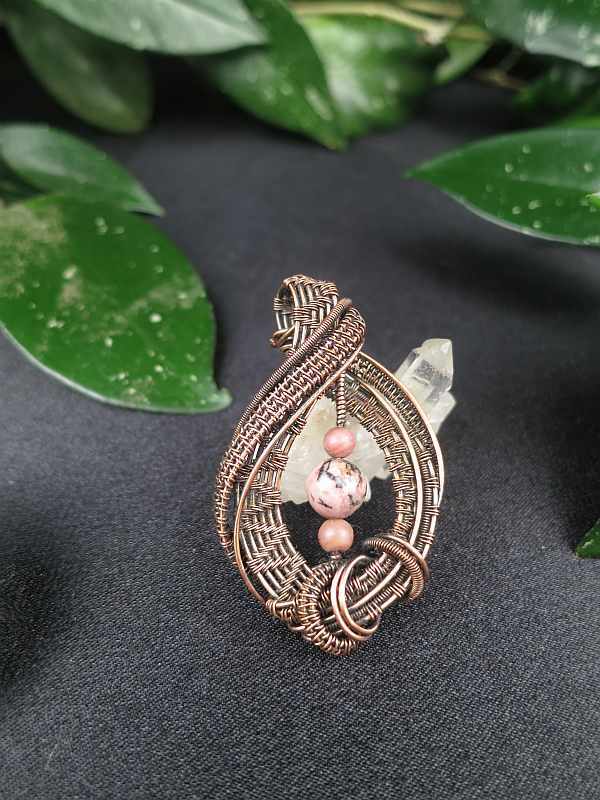 Rhodonith-Anhänger Kupferschmuck Halbedelsteinschmuck SunayLaLuna