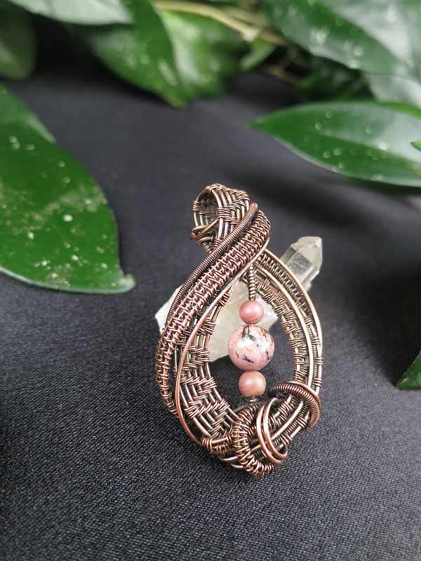 Rhodonitanhänger Kupferschmuck Halbedelsteinschmuck