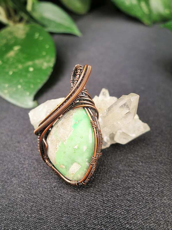 Varascite-Pendant Copperwire Semipreciousstonejewelry