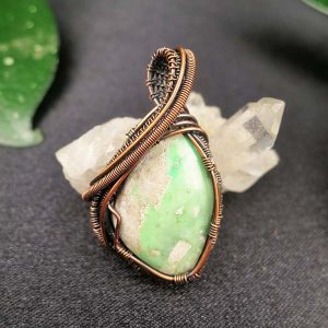 Varascite-Pendant Copperwire Semipreciousstonejewelry