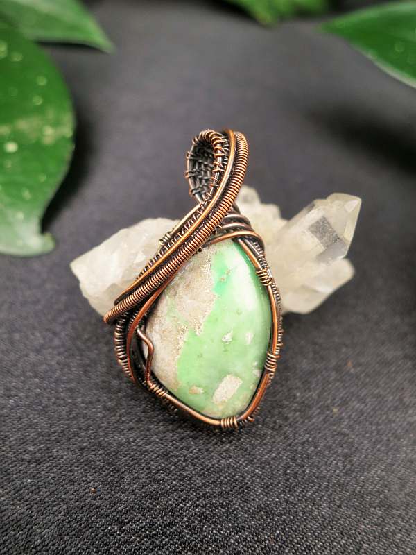 Varascite-Pendant Copperwire Semipreciousstonejewelry
