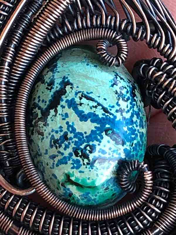 Azurite-Medaillon Jewelrydesign Wirejewelry SunayLaLuna