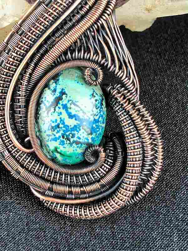 Azurite-Medaillon Jewelrydesign Wirejewelry SunayLaLuna