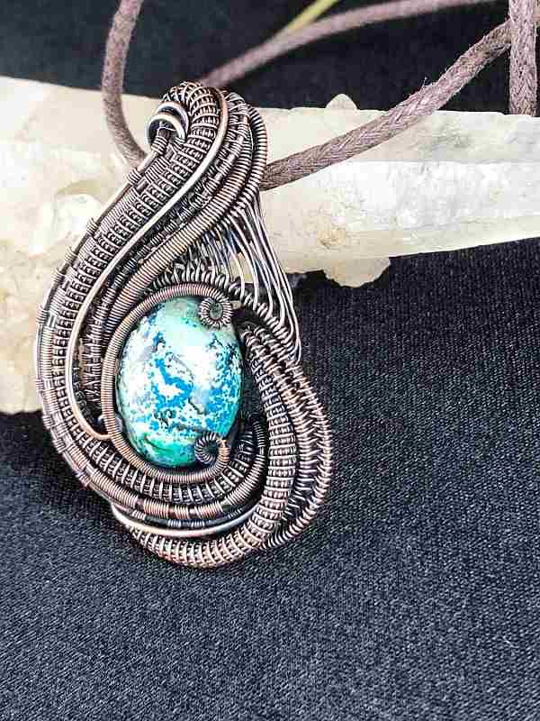 Azurite-Medaillon Jewelrydesign Wirejewelry SunayLaLuna
