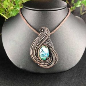 Azurit-Medaillon Schmuckdesign Drahtschmuck SunayLaLuna
