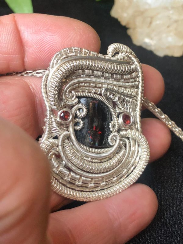 Woodopal-Medallion Headywirewrap Jewelrydesign SunayLaLuna Silverjewelry