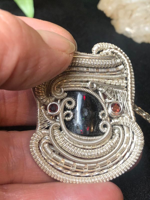 Woodopal-Medallion Headywirewrap Jewelrydesign SunayLaLuna Silverjewelry