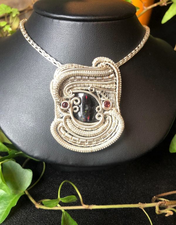 Woodopal-Medallion Headywirewrap Jewelrydesign SunayLaLuna Silverjewelry