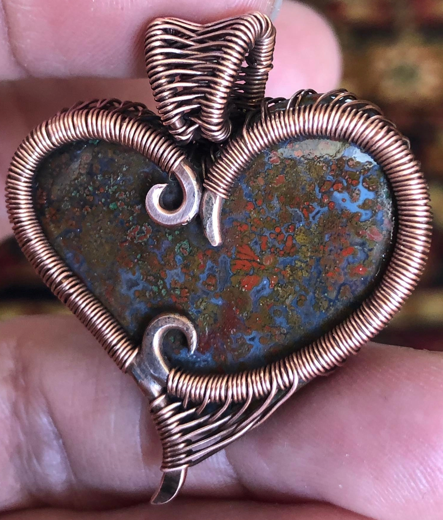 SunayLaLuna RedMossagate-Heart-Pendant Jewelrydesign