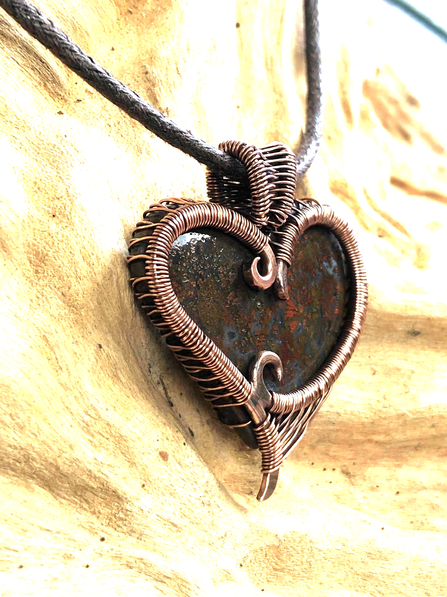 SunayLaLuna RedMossagate-Heart-Pendant Jewelrydesign