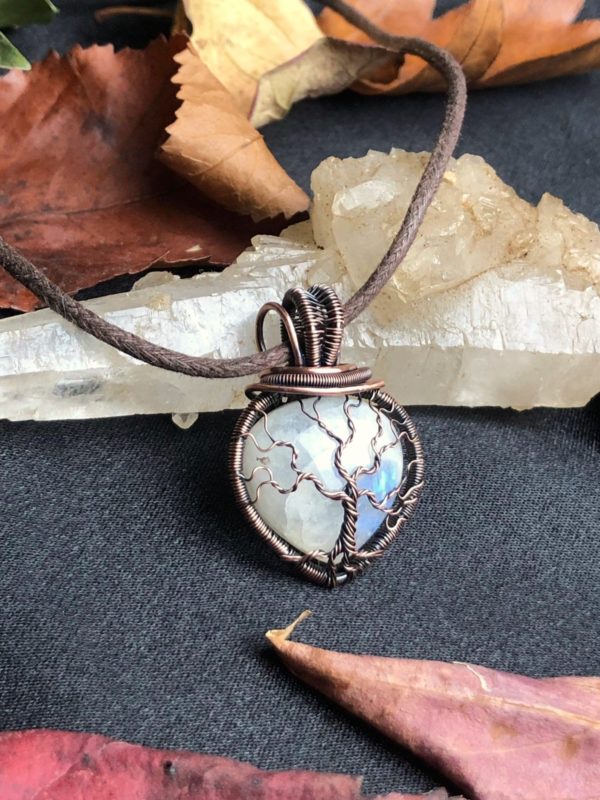 SunayLaLuna Rainbow-Moonstone-Pendant TreeOfLife
