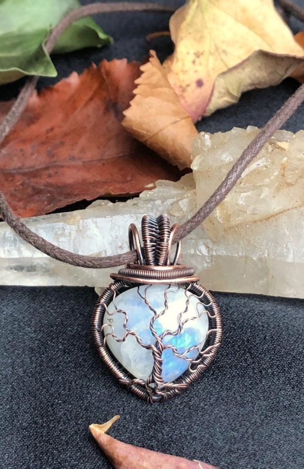 SunayLaLuna Rainbow-Moonstone-Pendant TreeOfLife