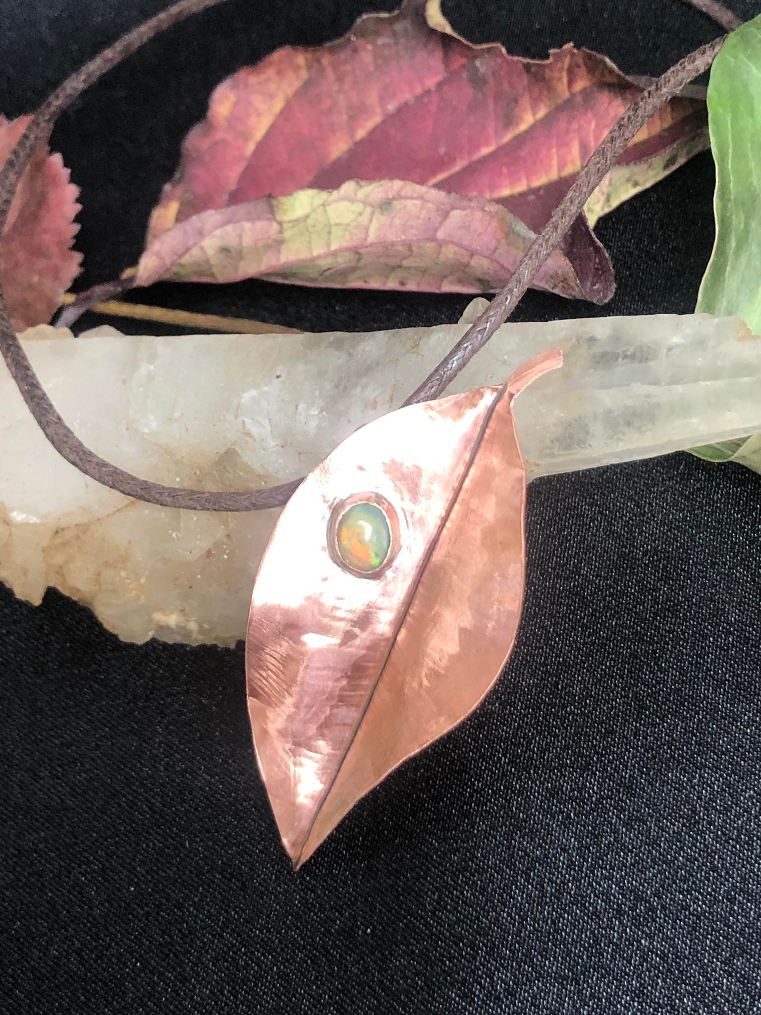 SunayLaLuna Opal-Beechleaf-Pendant Leafjewelry