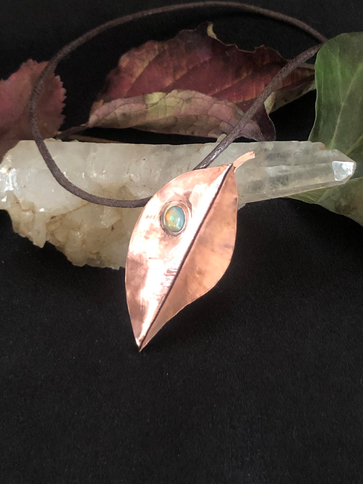 SunayLaLuna Opal-Beechleaf-Pendant Leafjewelry