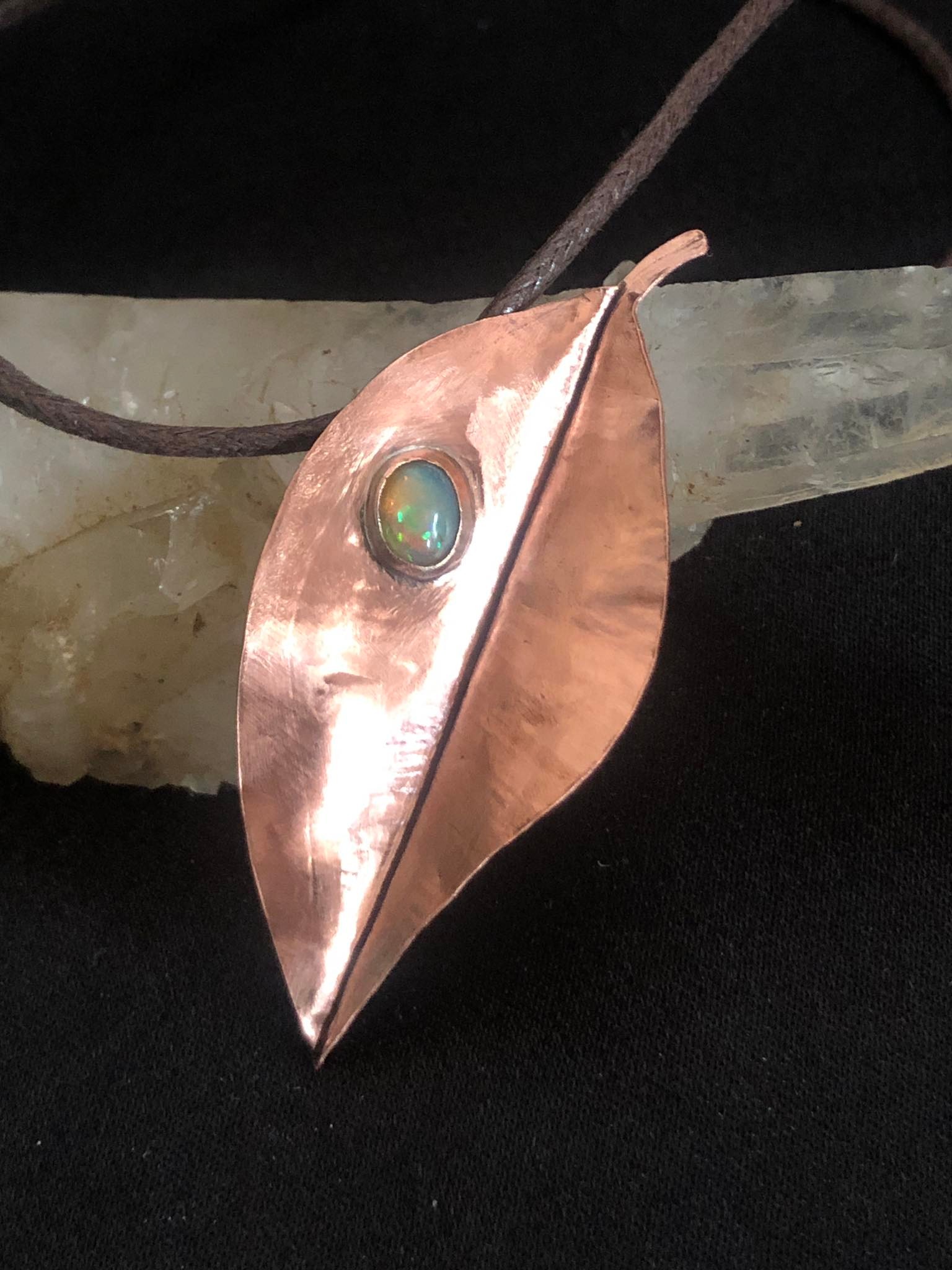 SunayLaLuna Opal-Beechleaf-Pendant Leafjewelry