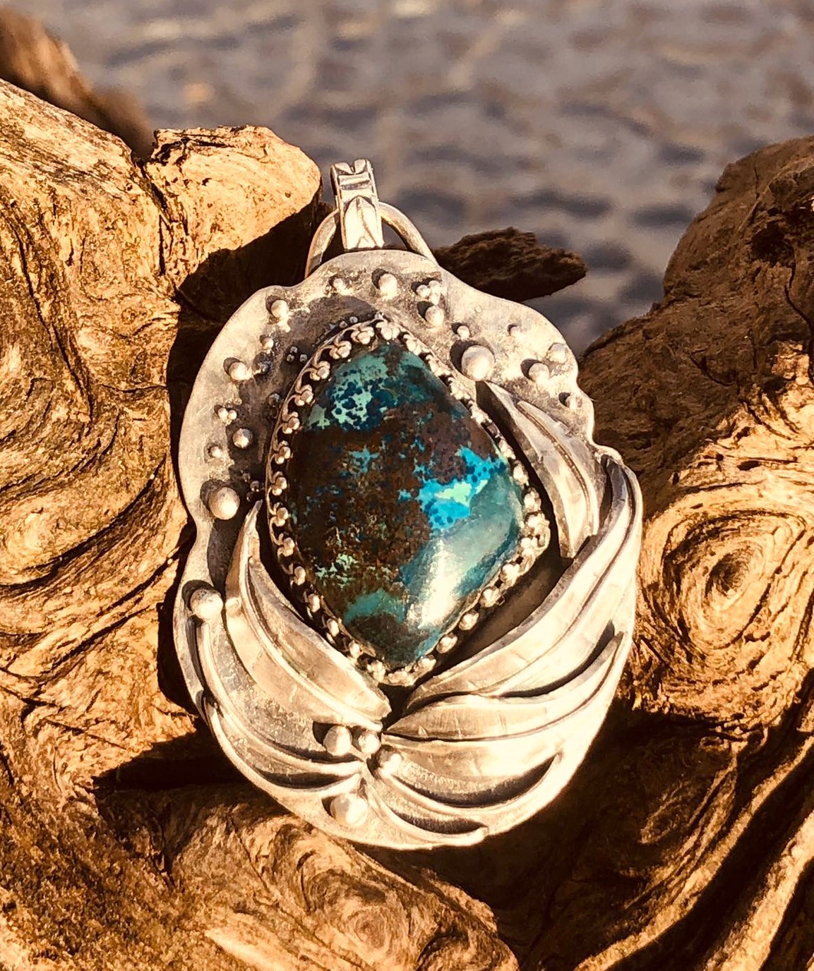 SunayLaLuna Chrysokoll-Anhänger LuxuriöserSchmuck