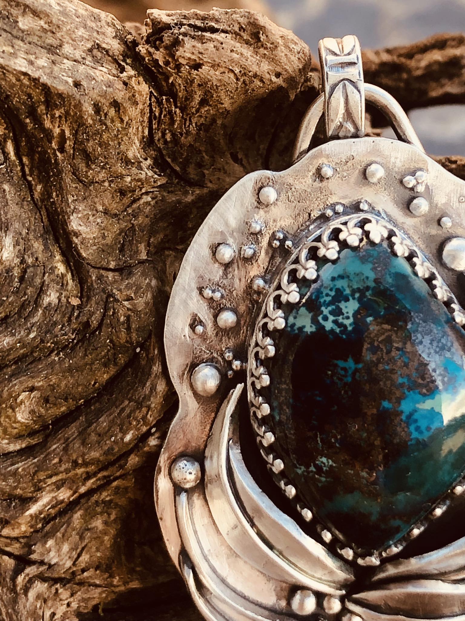 SunayLaLuna Chrysokoll-Anhänger LuxuriöserSchmuck