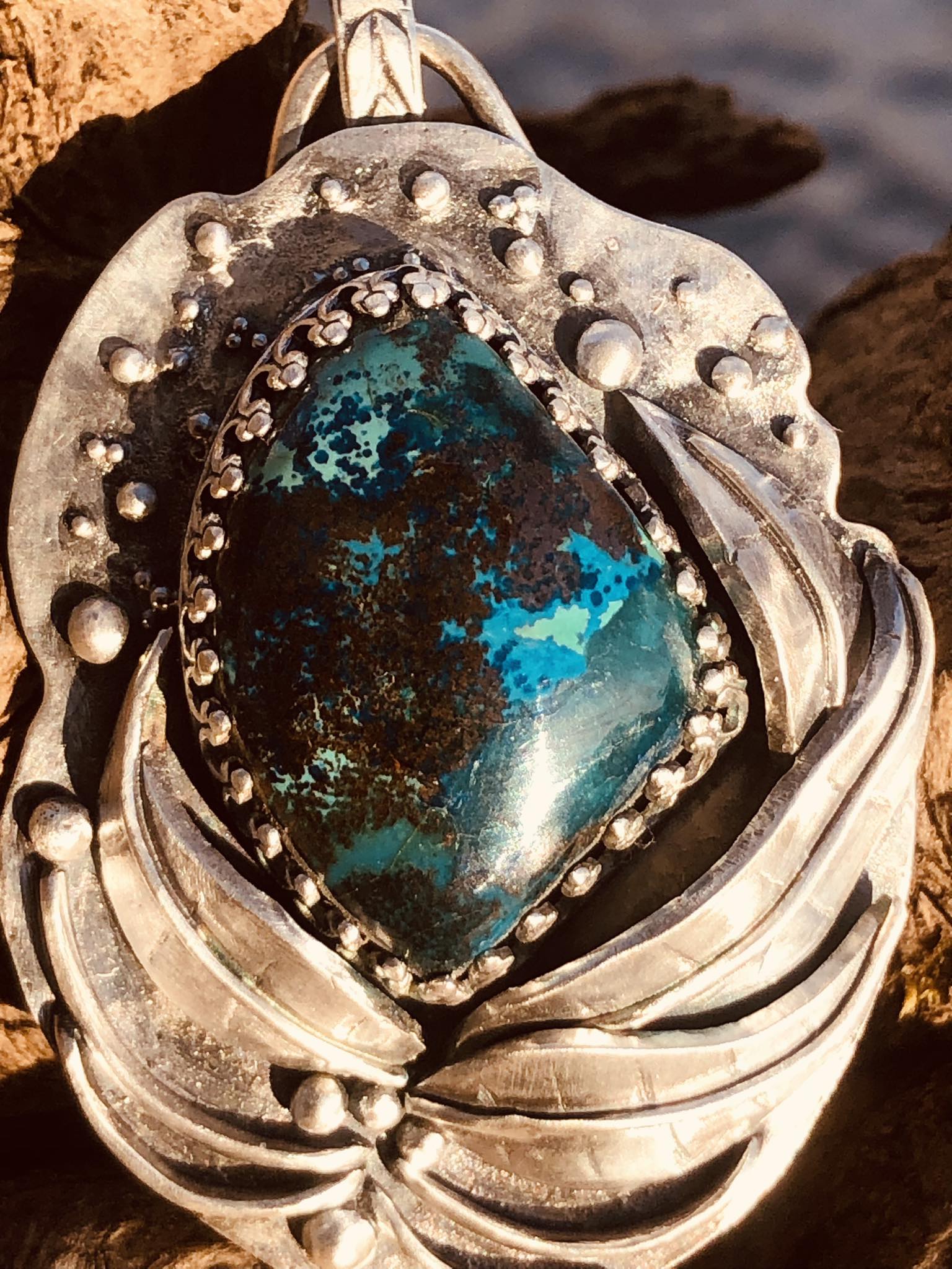 SunayLaLuna Chrysokoll-Anhänger LuxuriöserSchmuck