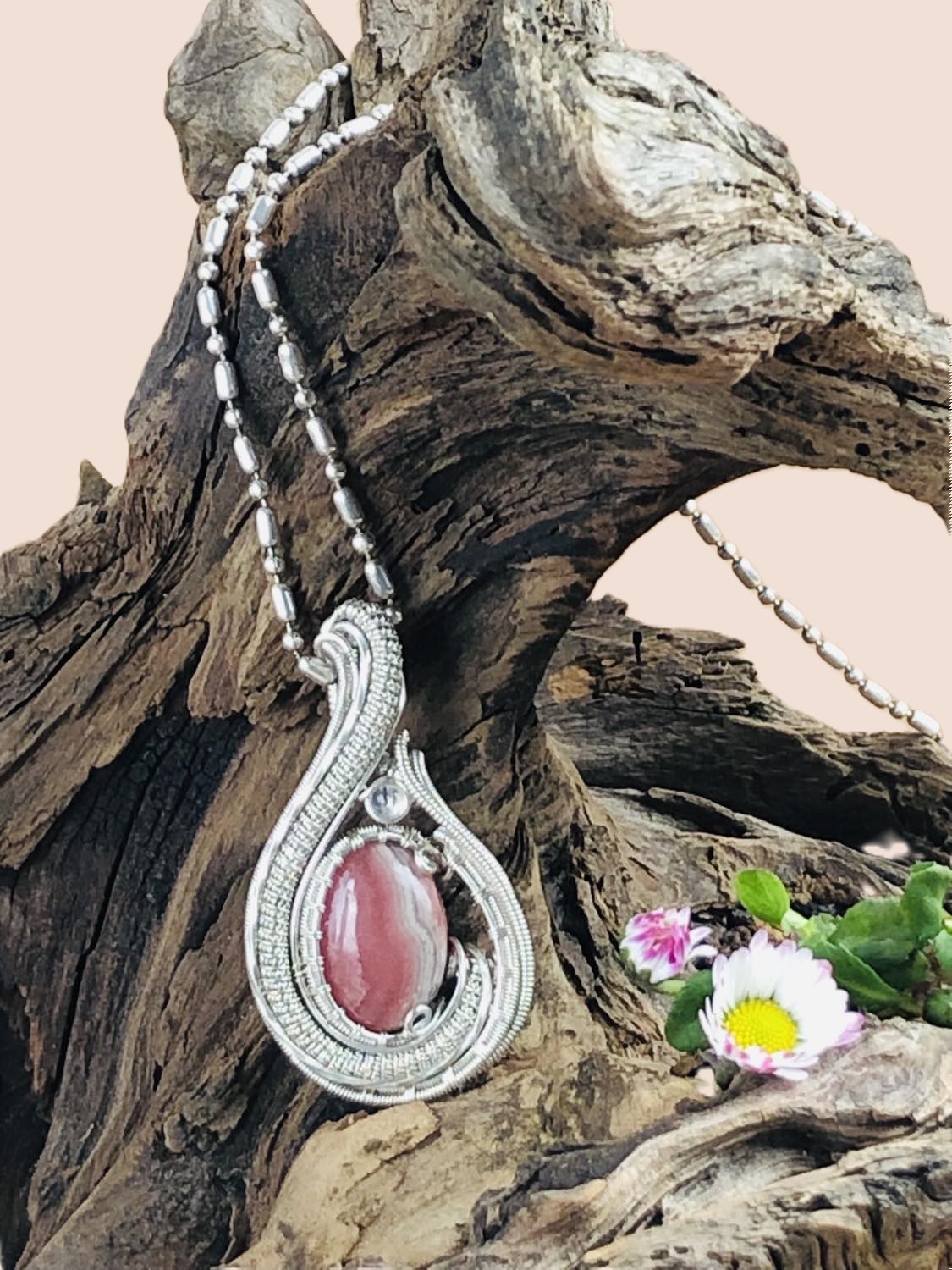 SunayLaLuna - Rhodochrosit-Medaillon - Silberschmuck