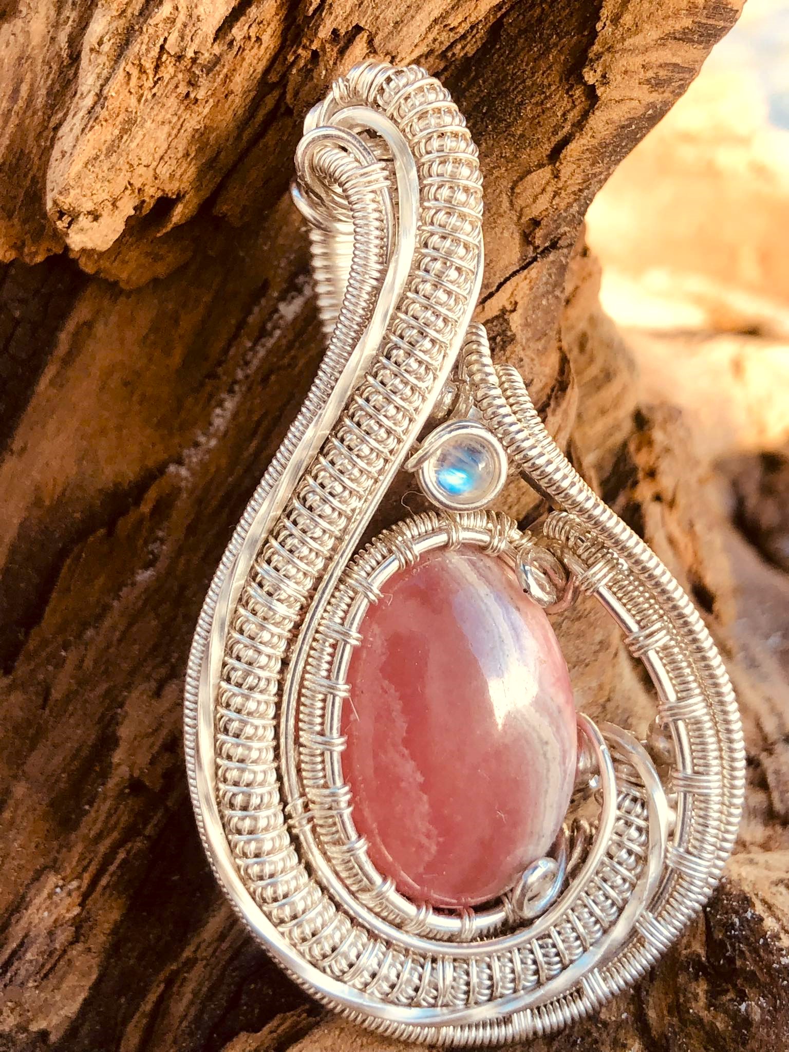 Rhodochrosit-Medaillon Silberschmuck SunayLaLuna