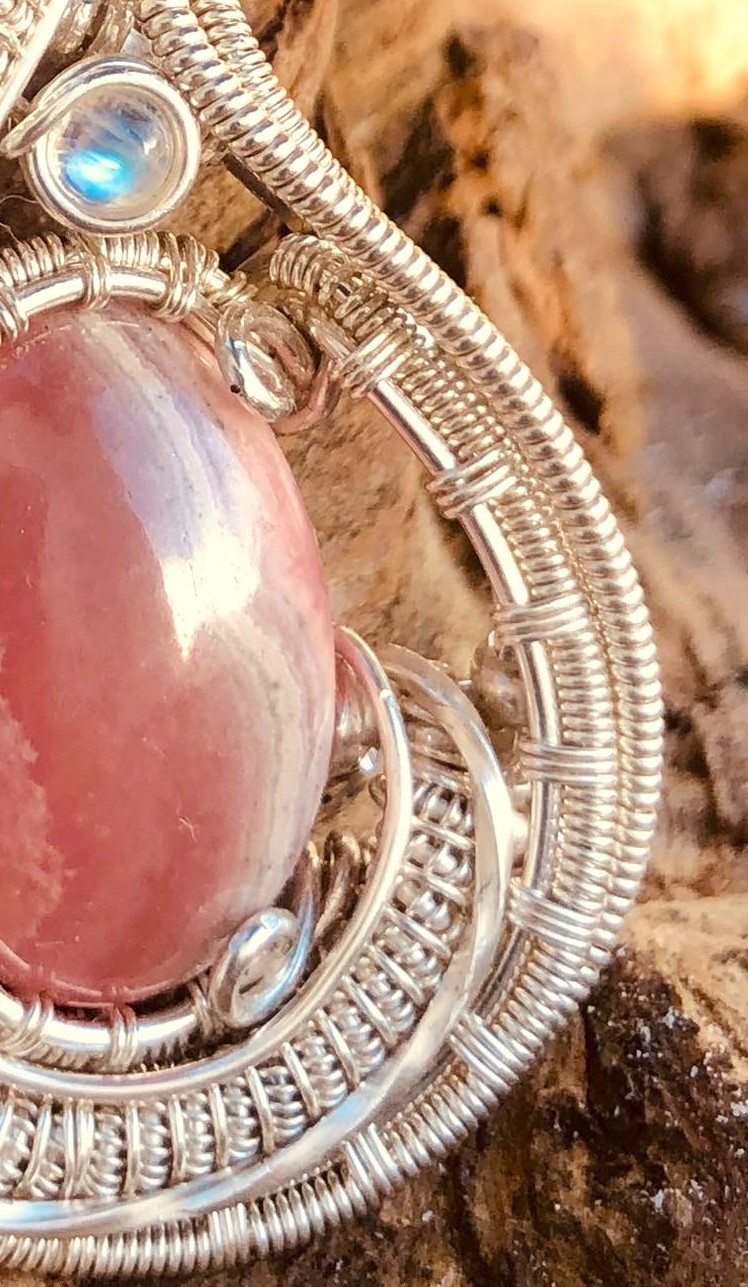 Rhodochrosit-Medaillon Silberschmuck SunayLaLuna
