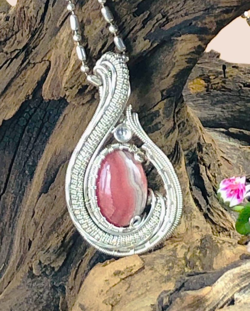 Rhodochrosit-Medaillon Silberschmuck SunayLaLuna