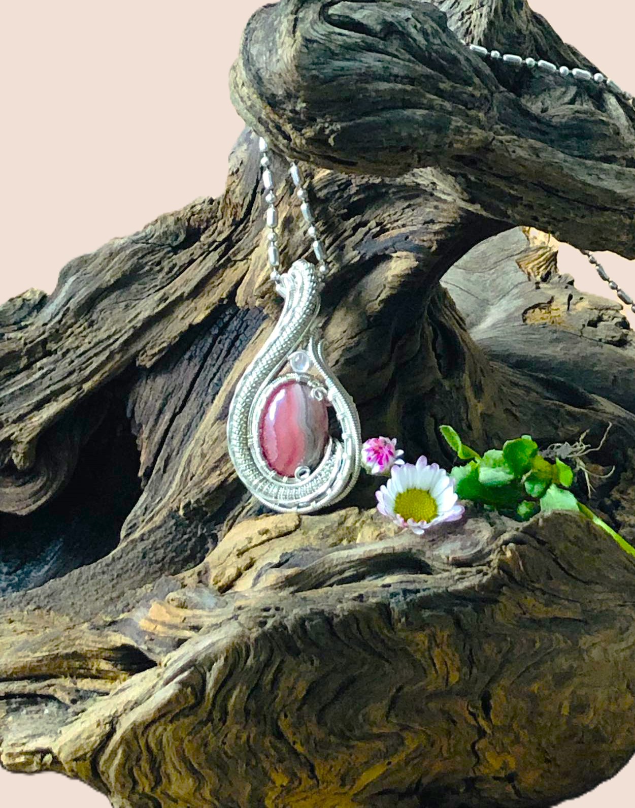 SunayLaLuna - Rhodochrosit-Medaillon - Silberschmuck