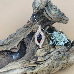 SunayLaLuna - RoterBernstein-Medaillon - Silberschmuck