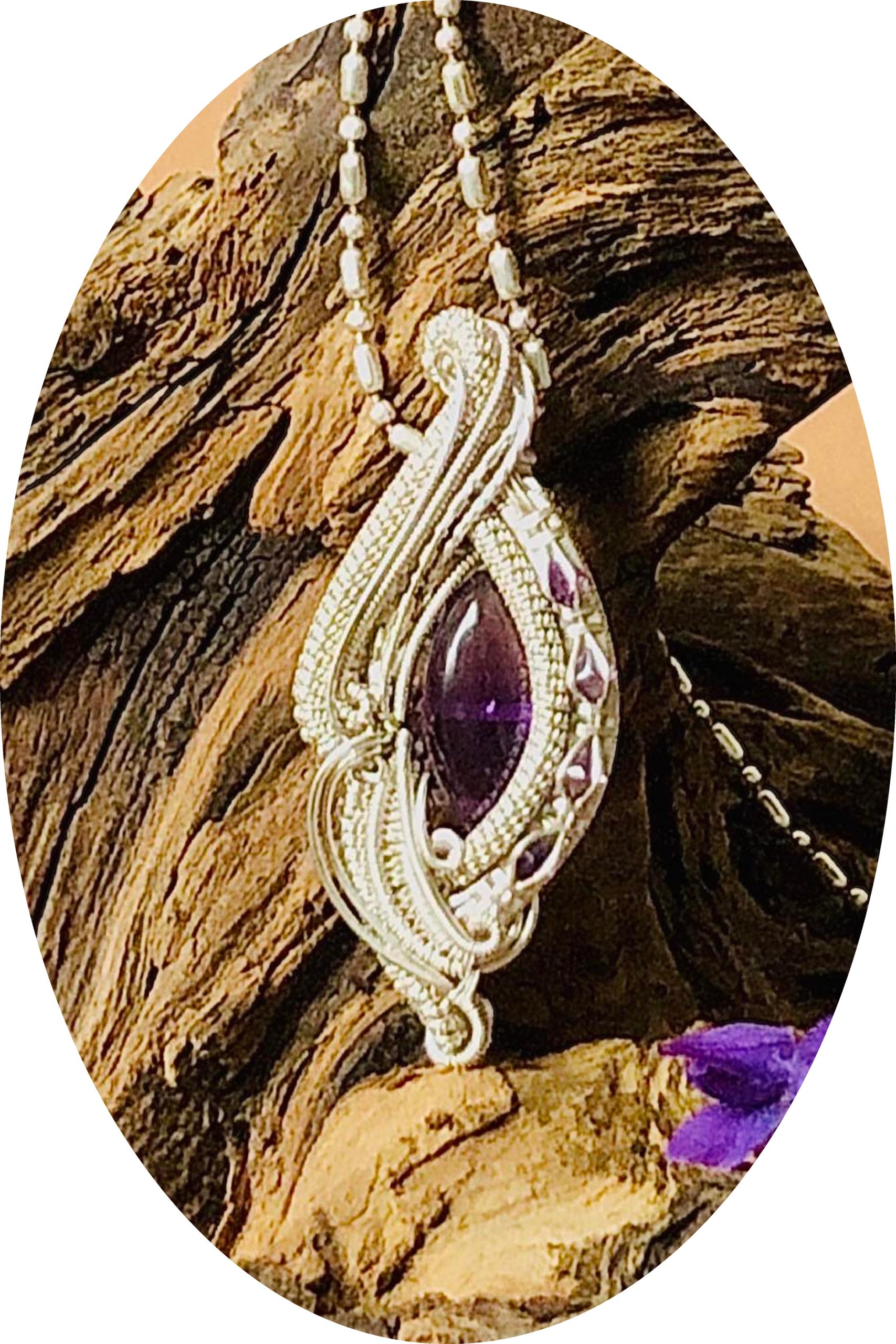 Amethyst-Medaillon Silberschmuck SunayLaLuna