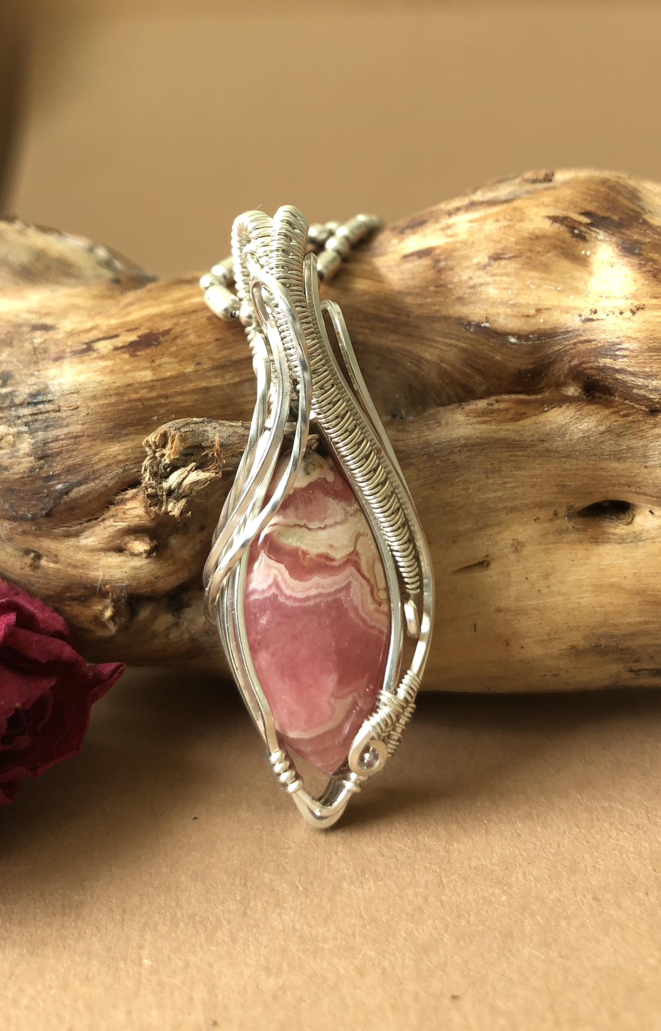 Rhodochrositschmuck Rhodochrosit-Anhänger - Silberschmuck