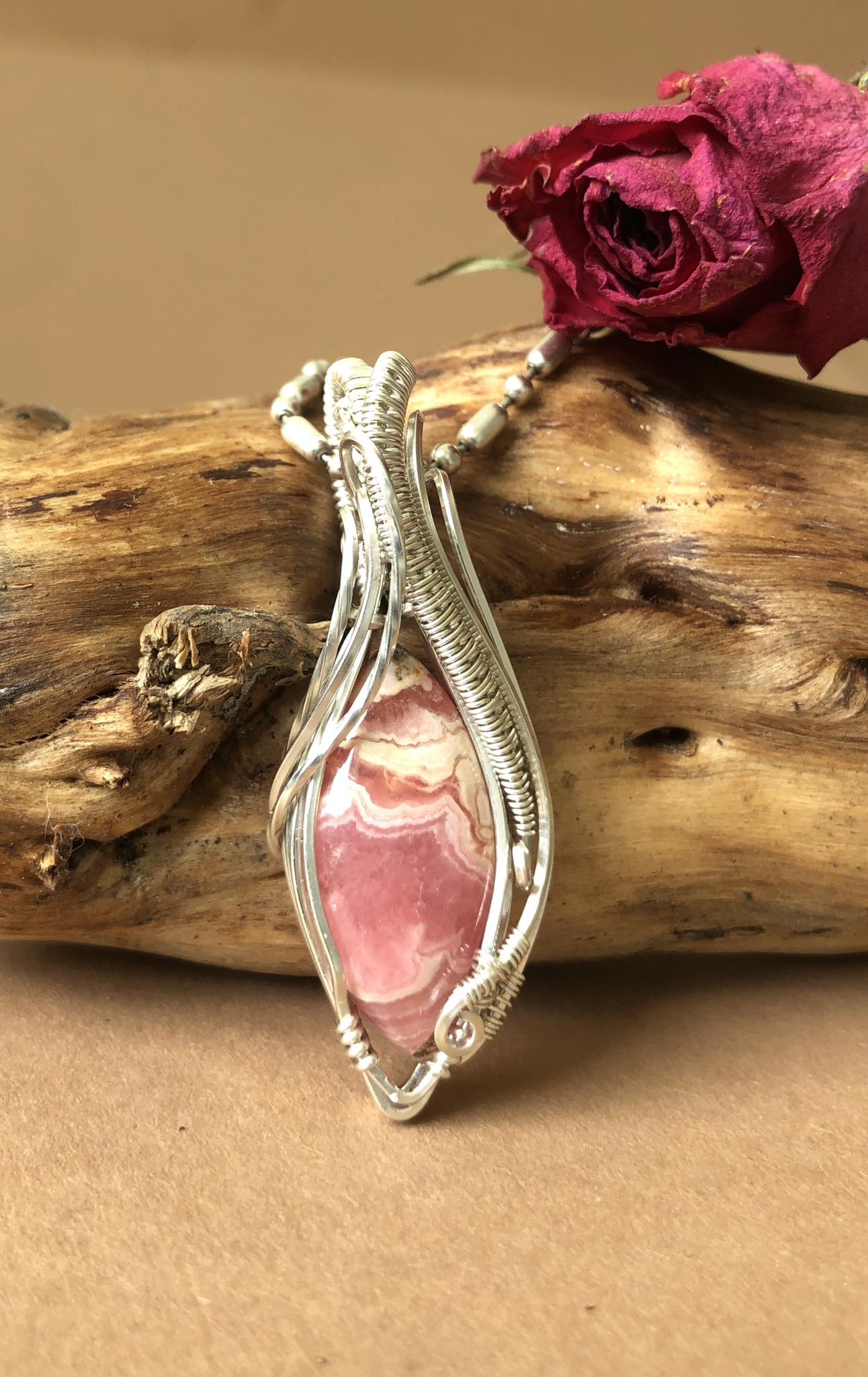 Rhodochrositschmuck Rhodochrosit-Anhänger - Silberschmuck