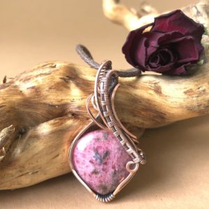 Kupferschmuck Rhodonit-Anhänger Rhodonitschmuck