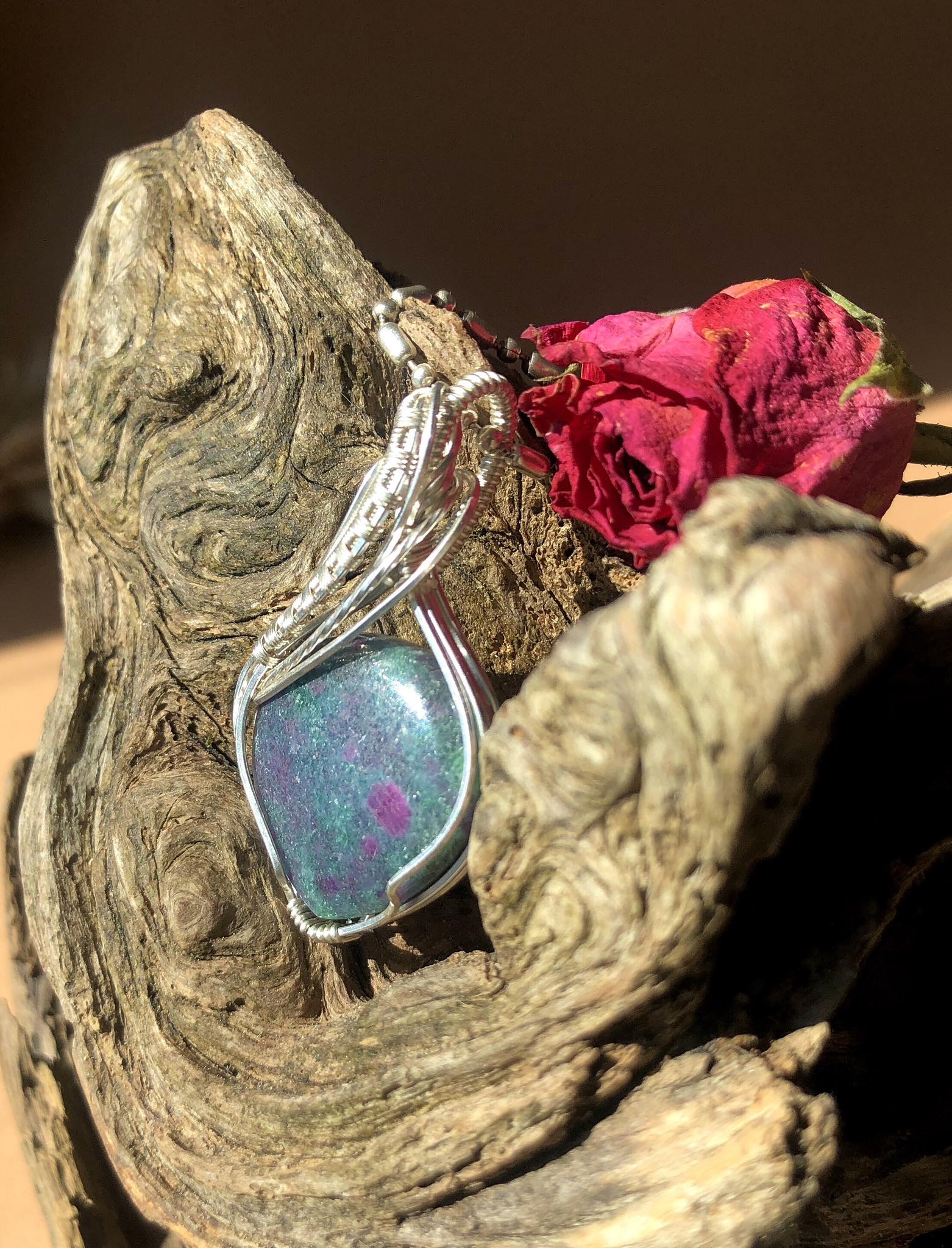 SunayLaLuna - RubyFuchsite-Pendant - Silverjewelry