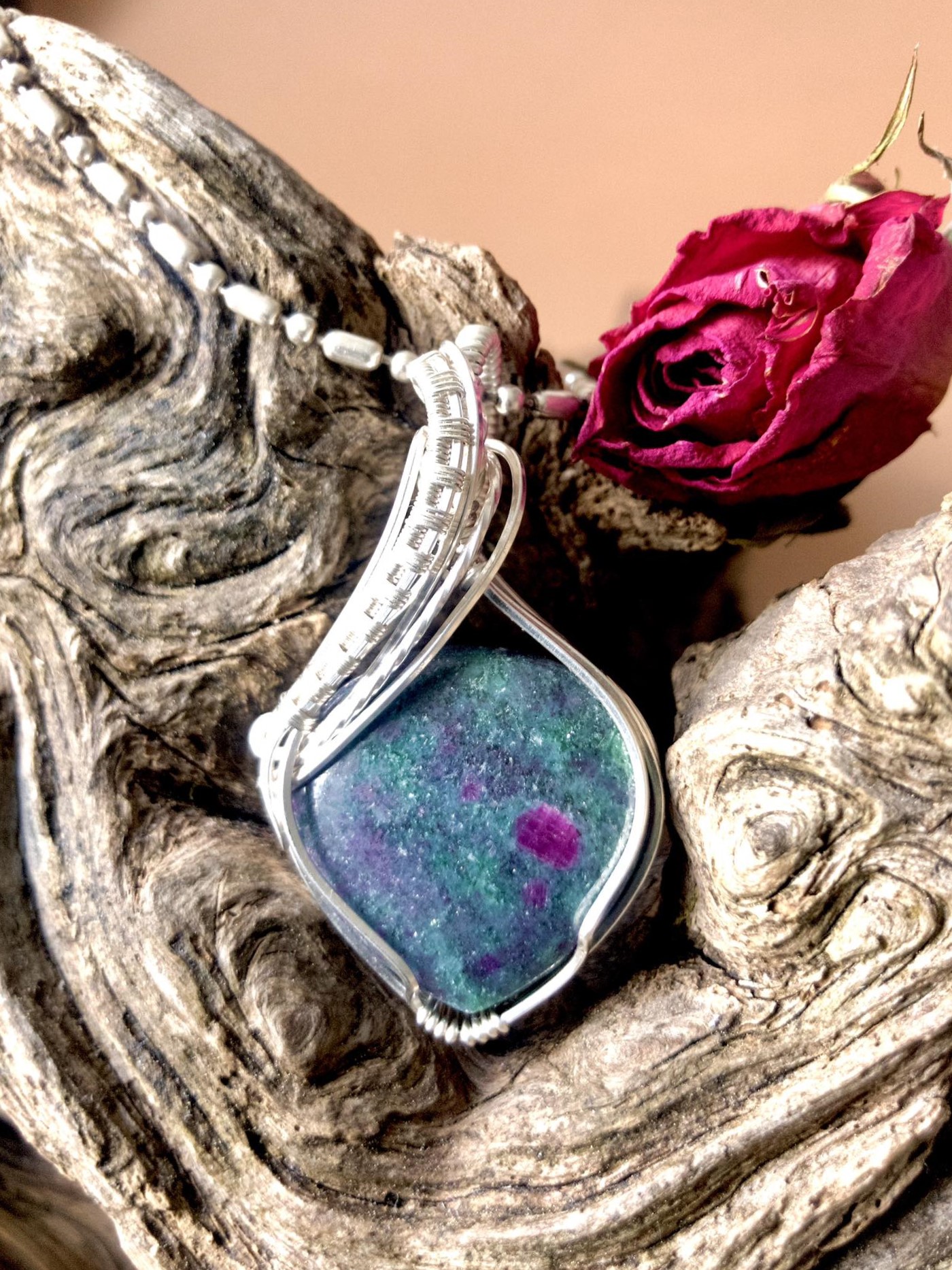 SunayLaLuna - RubyFuchsite-Pendant - Silverjewelry