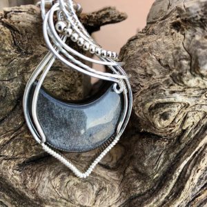 SunayLaLuna SilberObsidian-Anhänger Mondschmuck