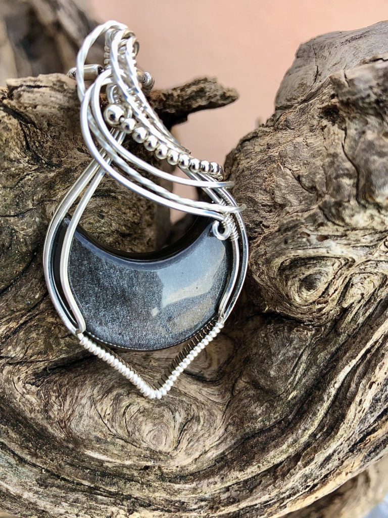 SunayLaLuna SilberObsidian-Anhänger Mondschmuck
