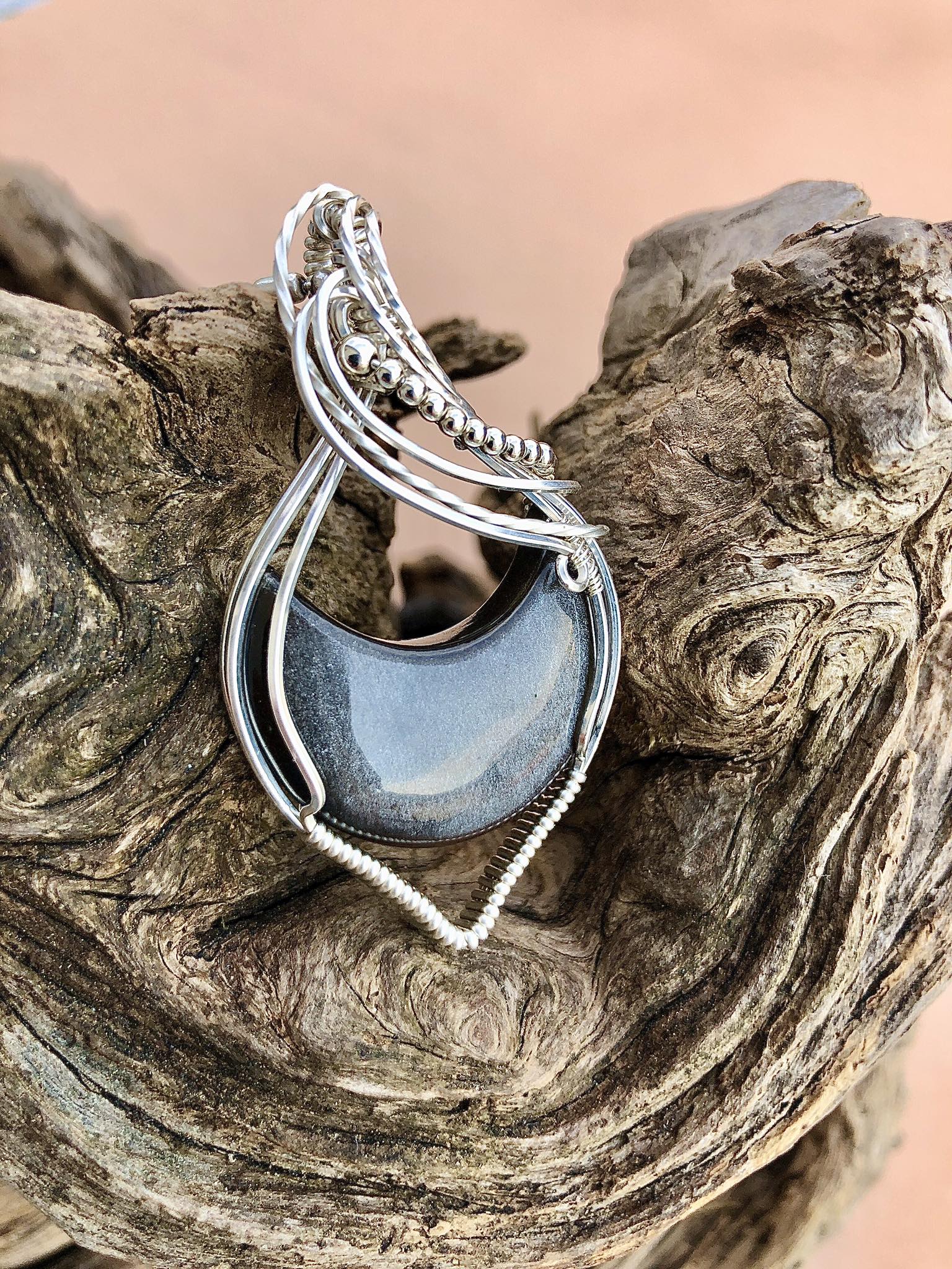 SunayLaLuna SilberObsidian-Anhänger Mondschmuck
