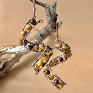 SunayLaLuna Tigeraugen-Ohrringe Kupferschmuck