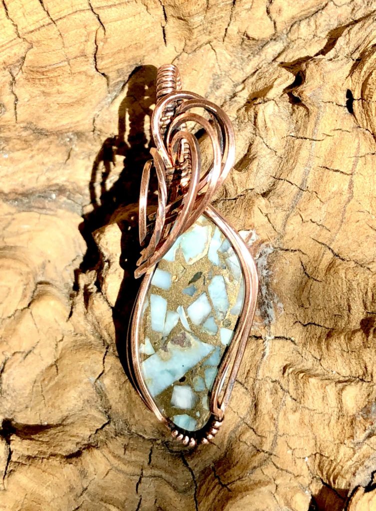 Mohave-Larimar-Anhänger Kupferschmuck