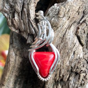 RoteKoralle-Anhänger, Silberschmuck