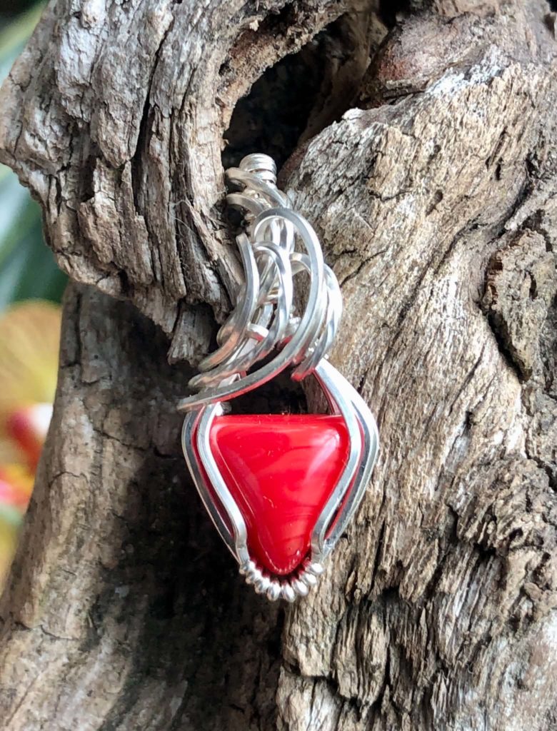 RoteKoralle-Anhänger, Silberschmuck