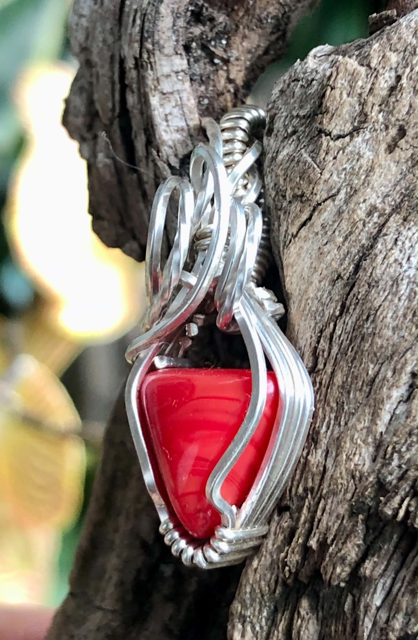 RoteKoralle-Anhänger, Silberschmuck