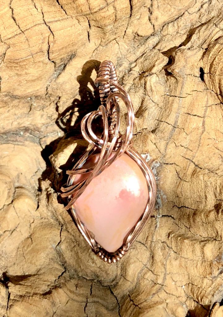rosaAndenopal-Anhänger, Kupferschmuck